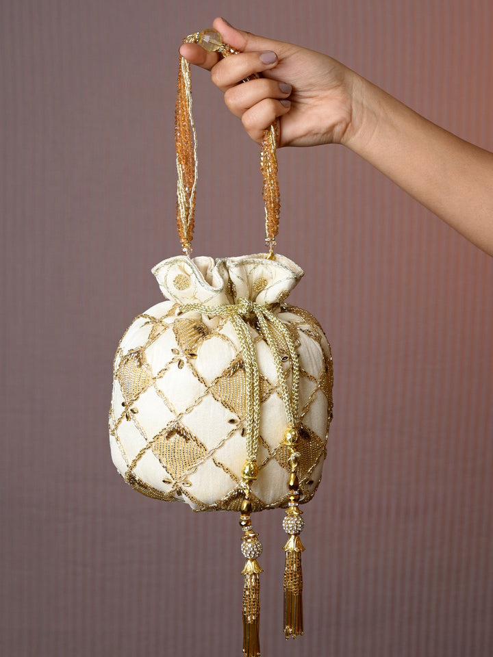 Jannat Cream Potli Bag