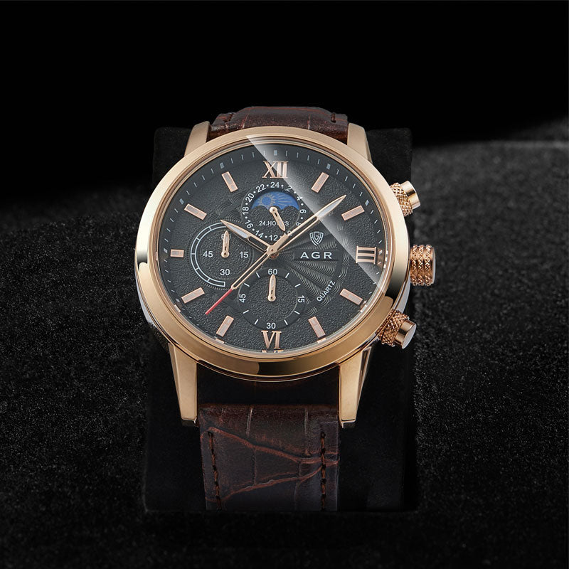 Premium Leren Quartz Horloge  - By Qivii