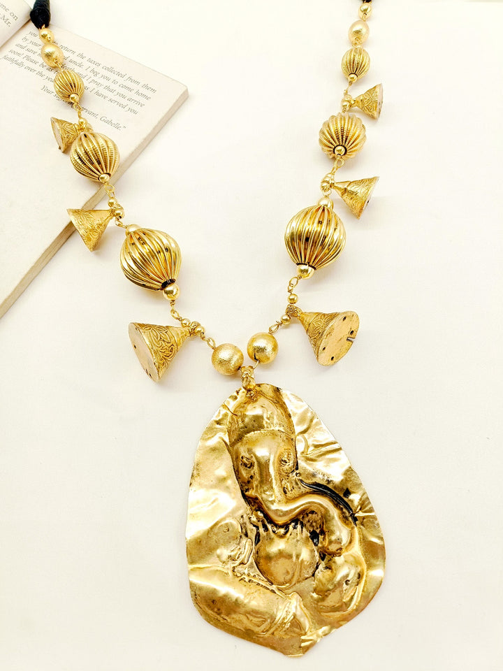 Sulekha Golden Ganesh Ji Tribal Neckpiece