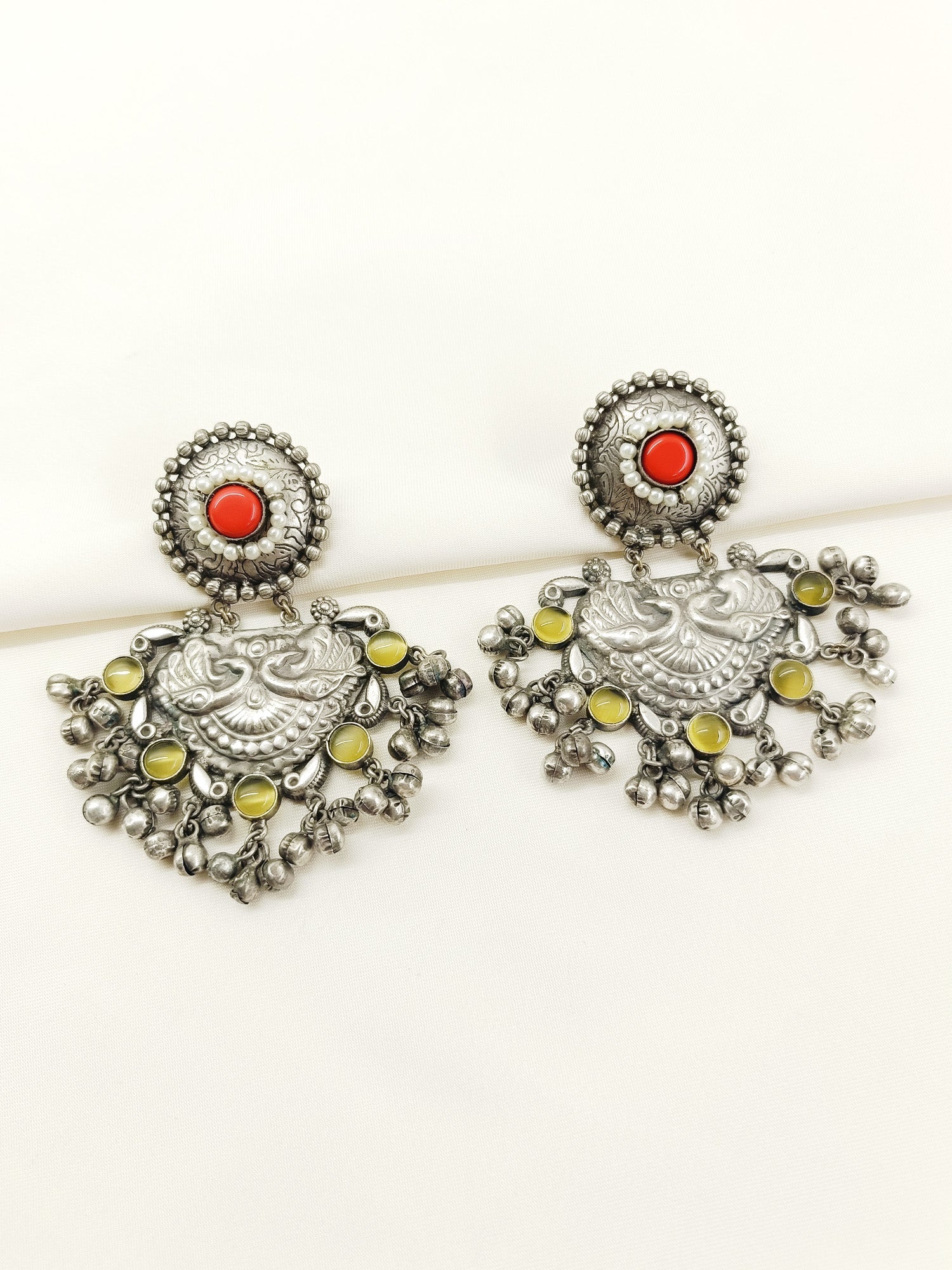Gitanjali Coral Oxidized Earring