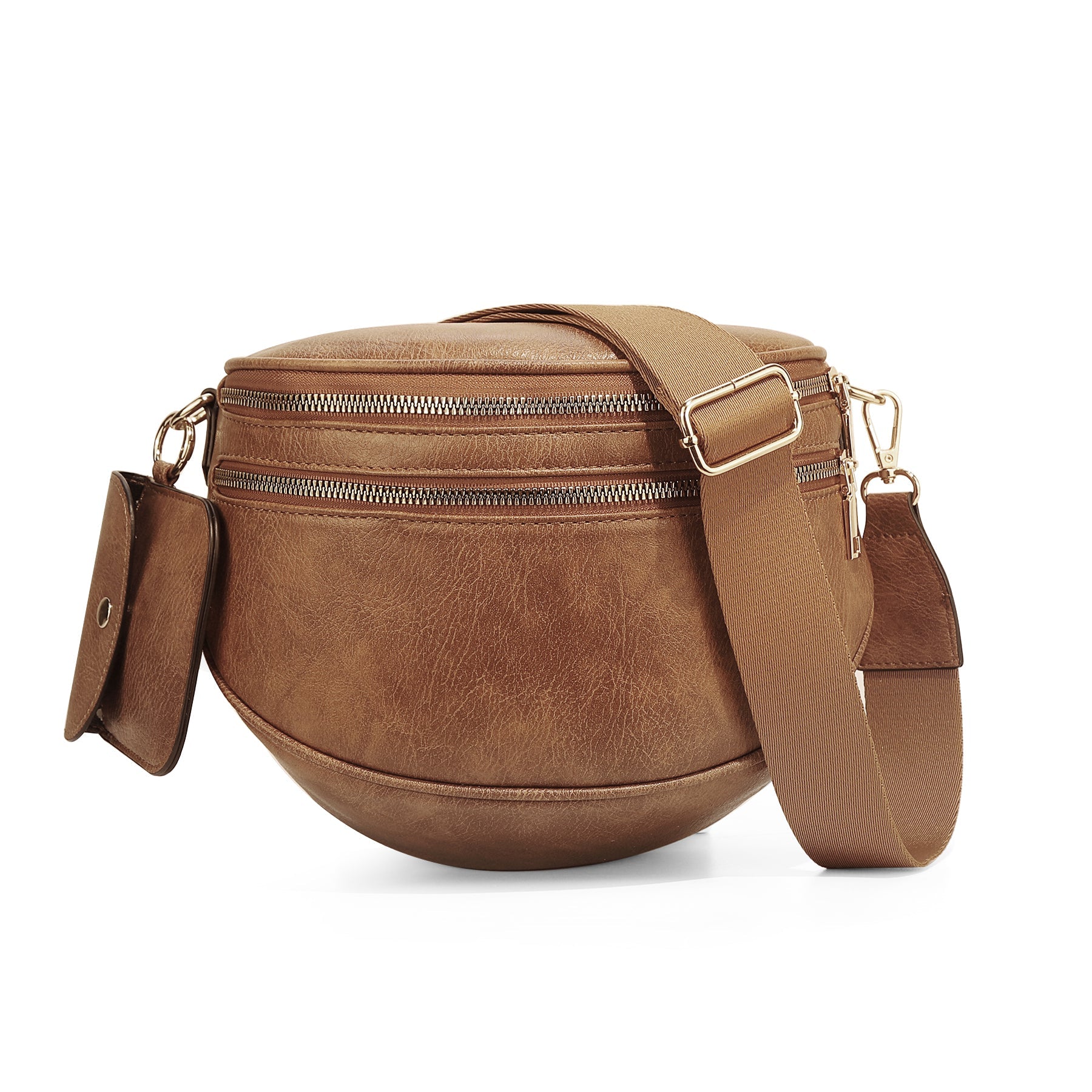 Ounamei Vegan Leather Crossbody Bum Bag for Women with Mini Pouch | Small & Large Sizes