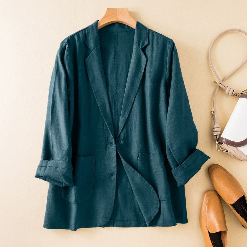 Vivienne Prestige Cotton-Linen Blazer  - By Qivii