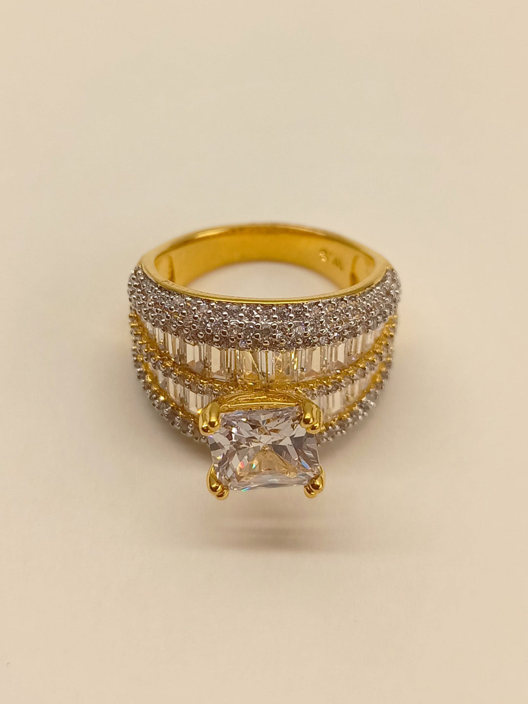  Close-up image of Naziha American Diamond Finger Ring showcasing its exquisite craftsmanship and stunning diamonds