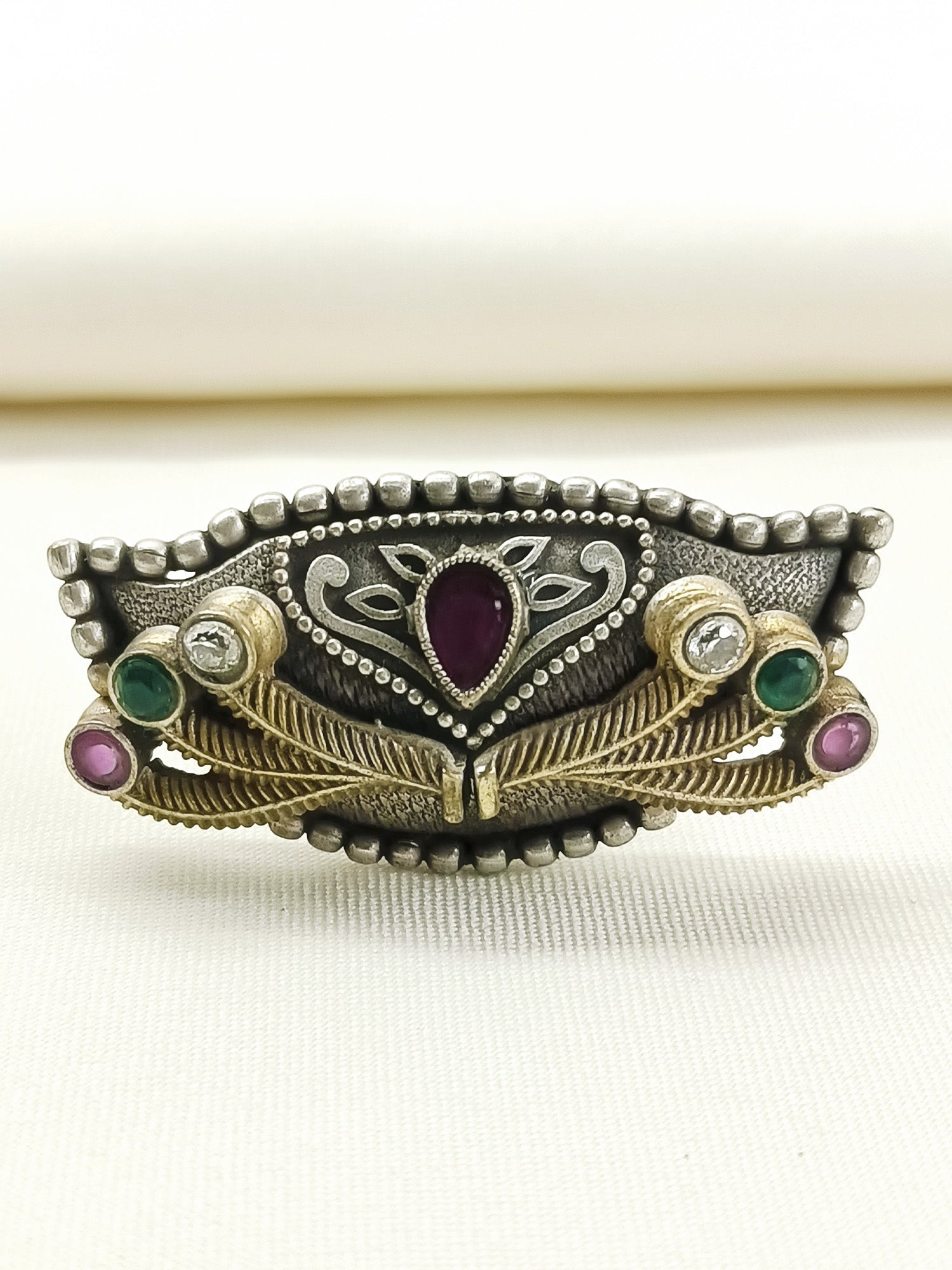 Krsnapriya Multi Colour Oxidized Finger Ring