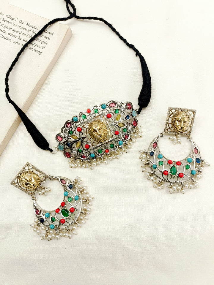 Anasuya Multi Colour Oxidized Choker Set