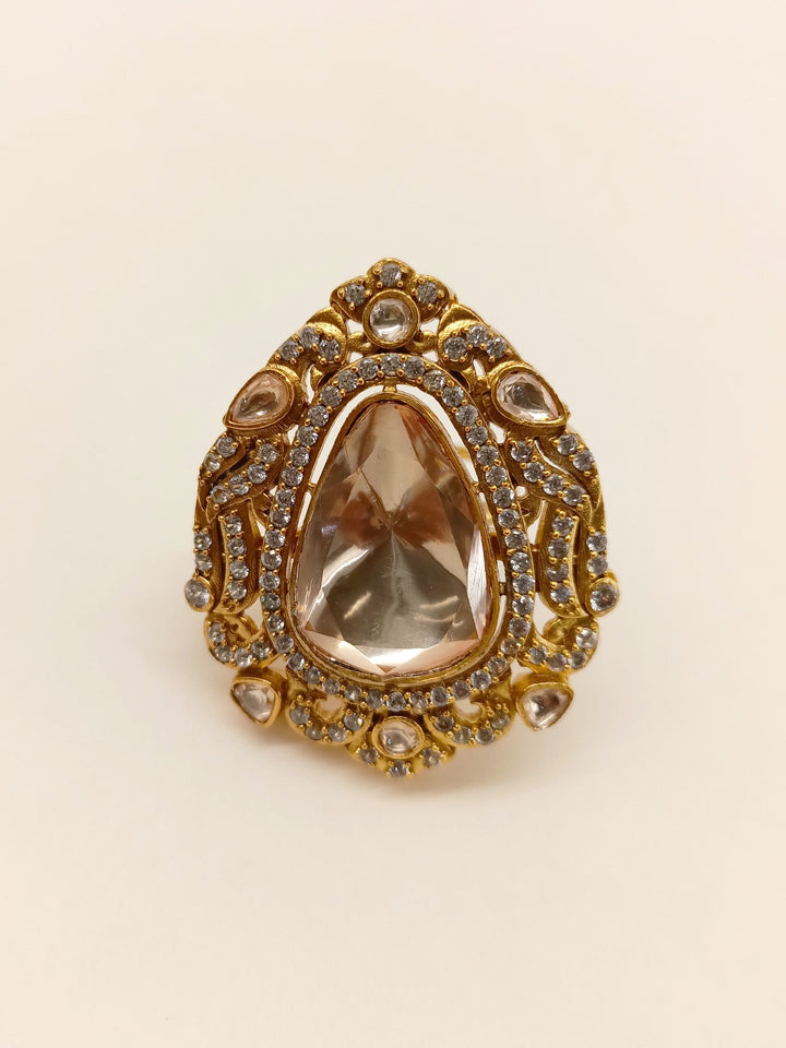  Elegant Raga Copper Kundan Finger Ring featuring Sparkling Kundan and Intricate Metalwork