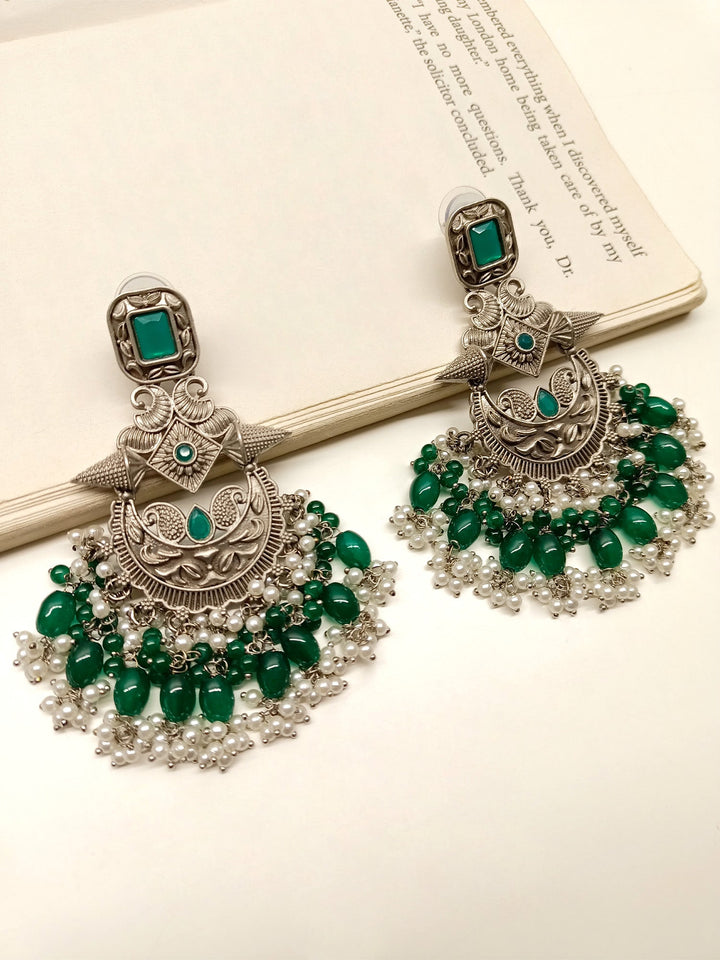 Chelsea Green Oxidized Earrings