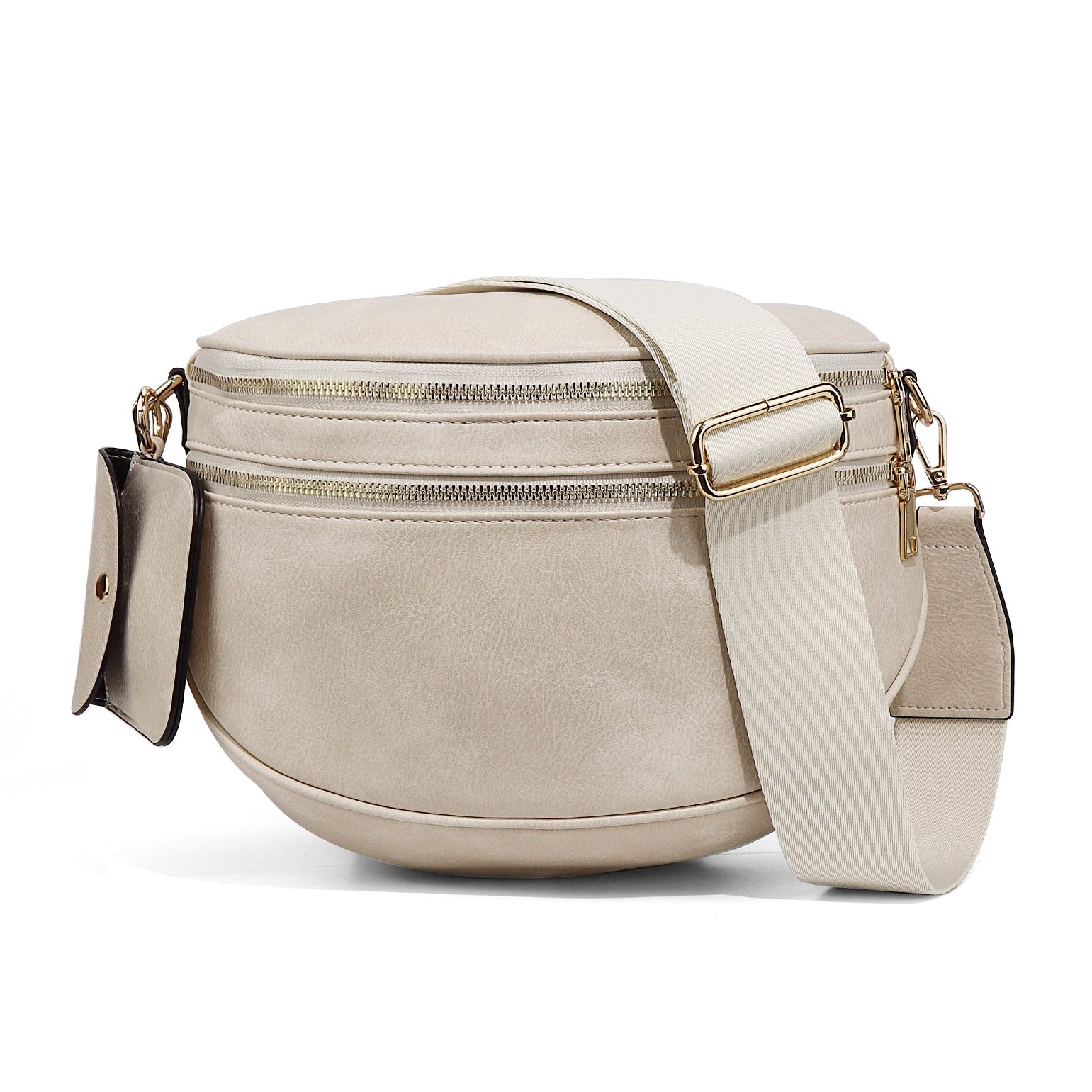 Ounamei Solid Color Crossbody Bum Bag for Women Vegan Leather Large Capacity Belt Bag for Moms & Everyday Travel