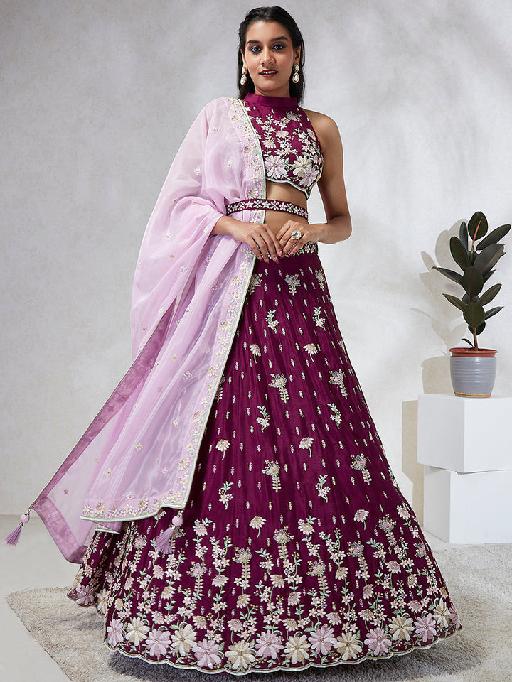 Georgette Sequins with Heavy Zarkan Embroidered Stitched Lehenga choli