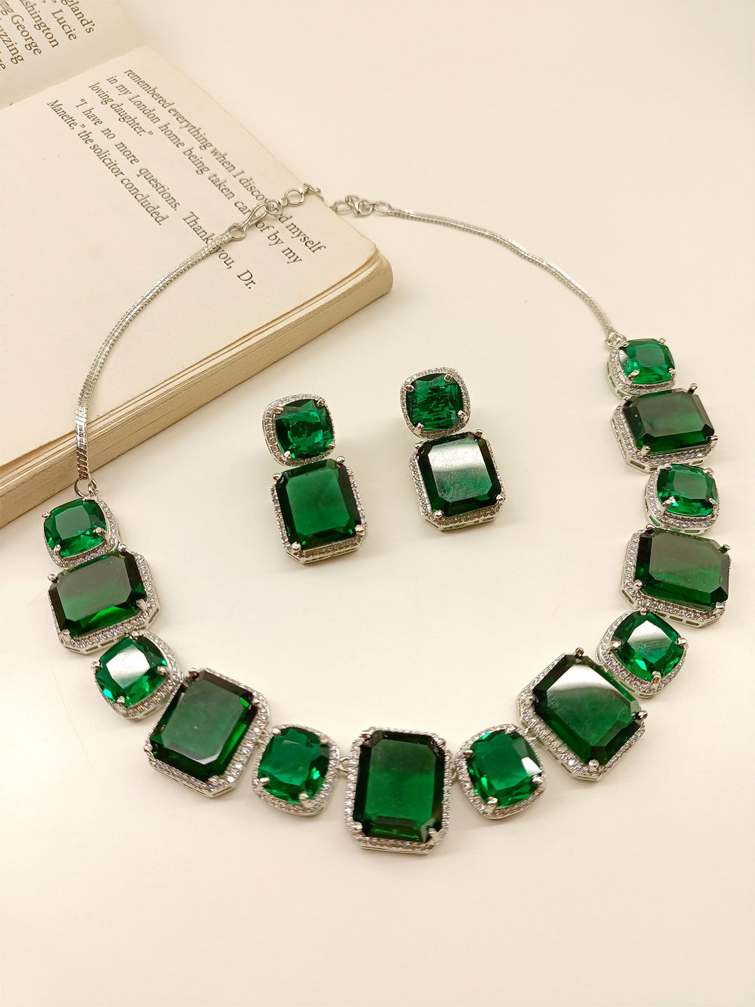 Echo Green American Diamond Necklace Set