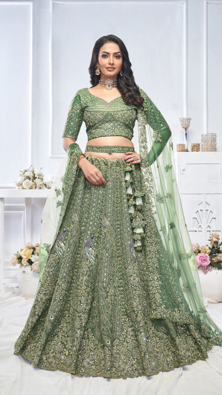 Graceful Green bridal wear lehenga