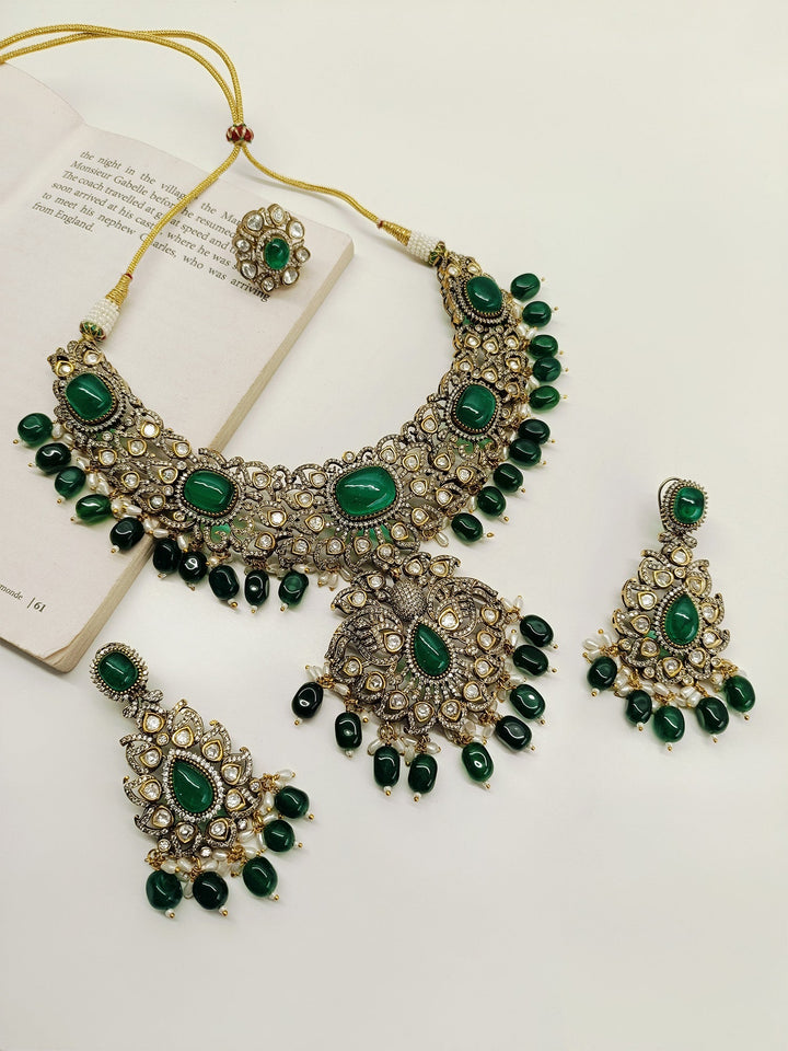 Chadni Green Victorian Necklace Set