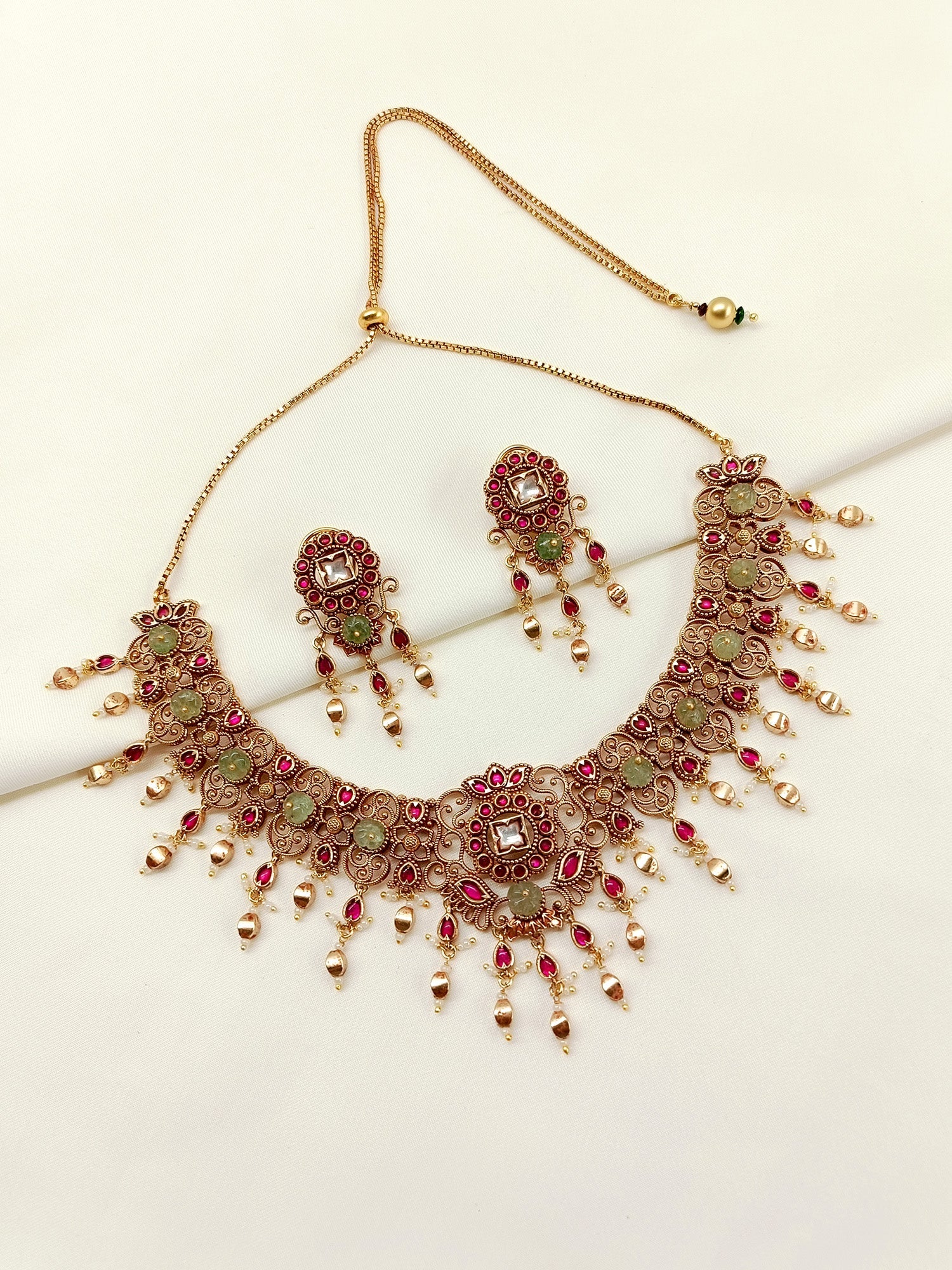 Revti Mint Green Kundan Necklace Set