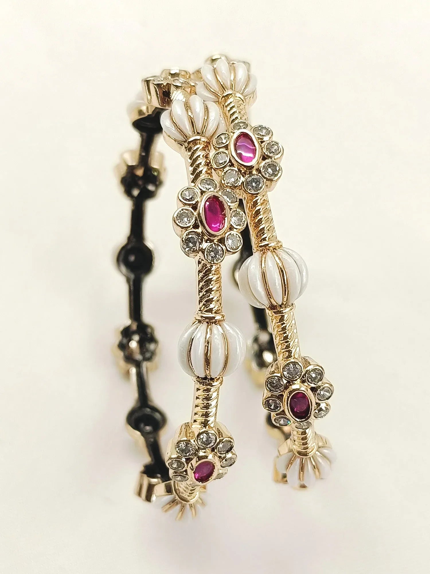 Chandralekha White Antique Bangles