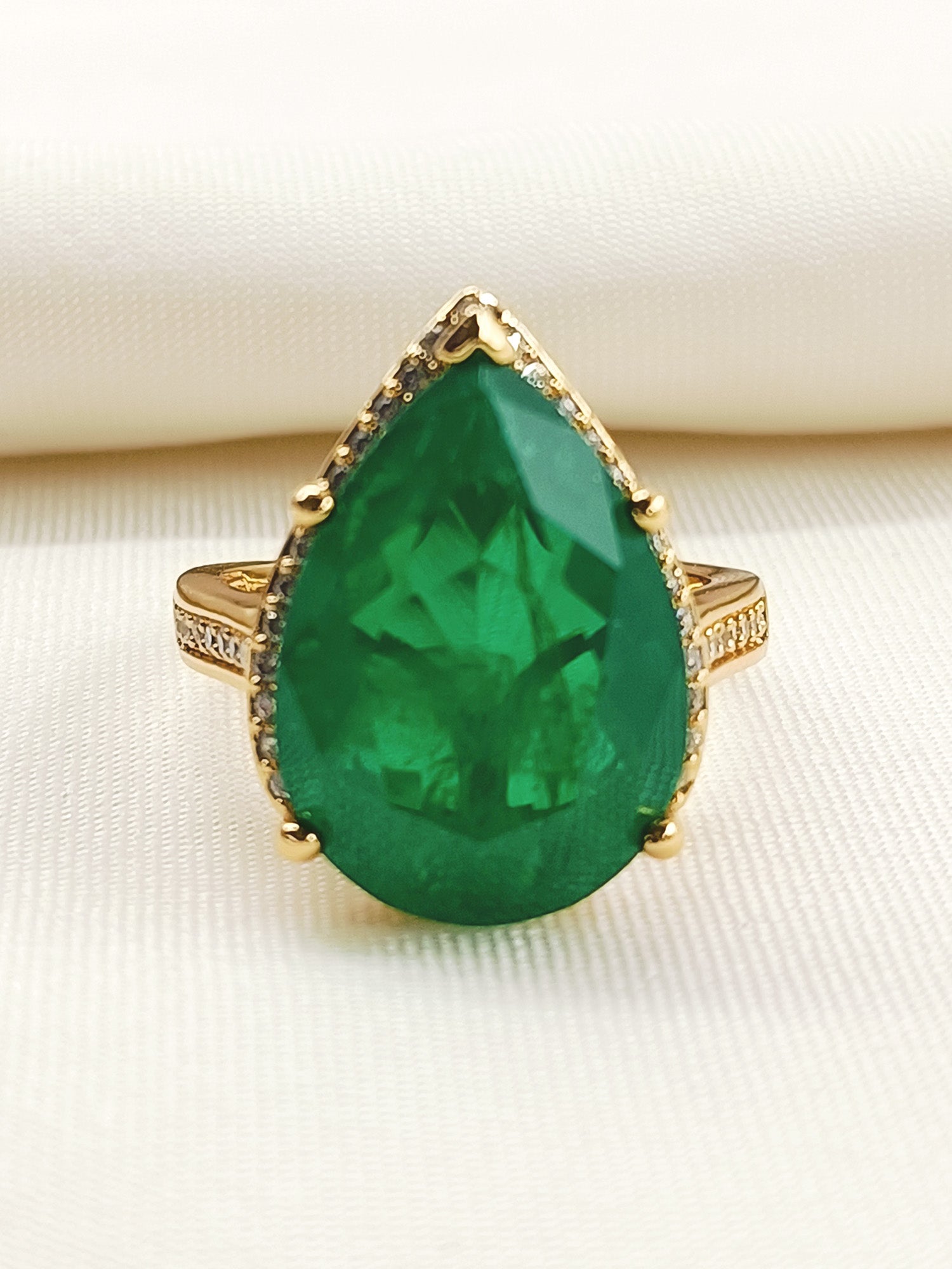 Laila Green American Diamond Finger Ring