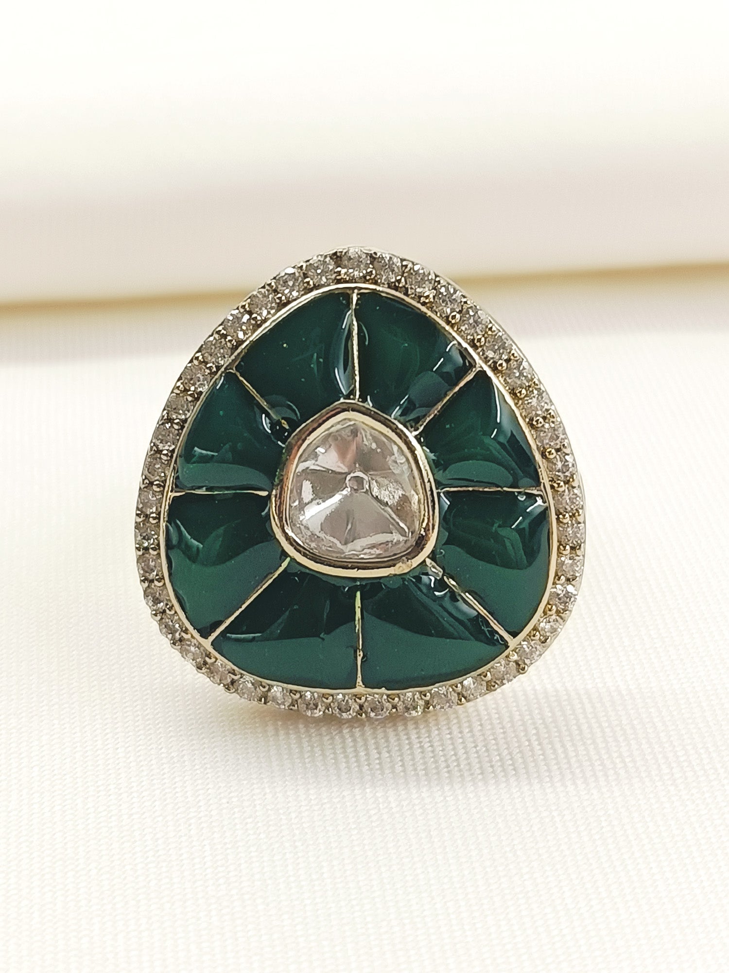 Revati Green Kundan Finger Ring