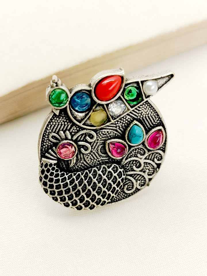 Luna Multi Colour Oxidized Finger Ring