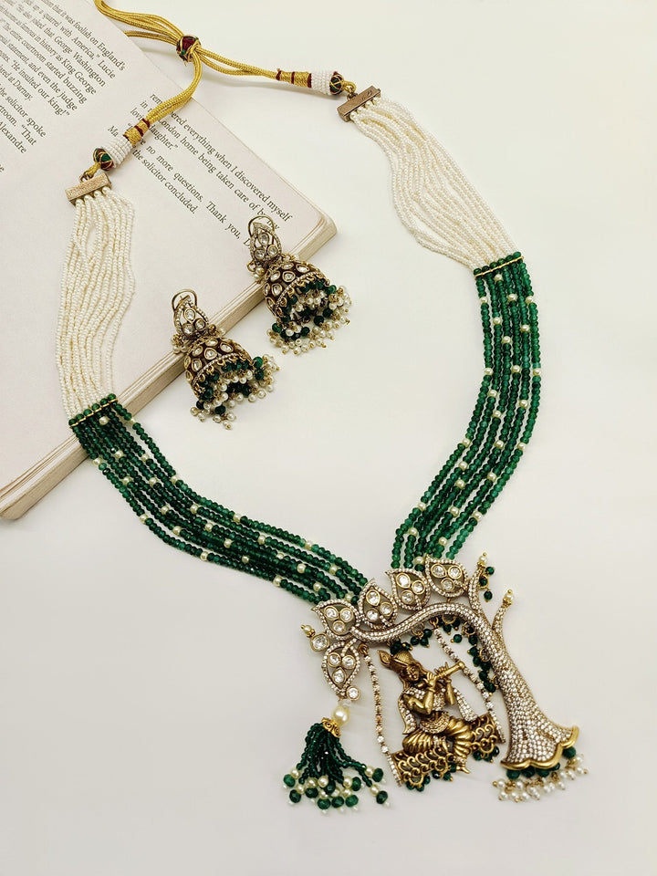 Vriti Green Krishna Ji Long Victorian Set