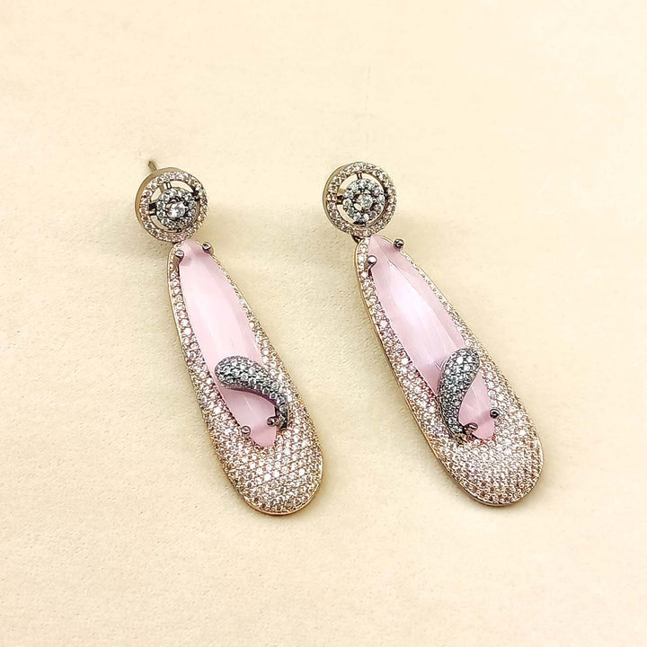 Mayuri Diamond Work Baby Pink Victorian Earrings