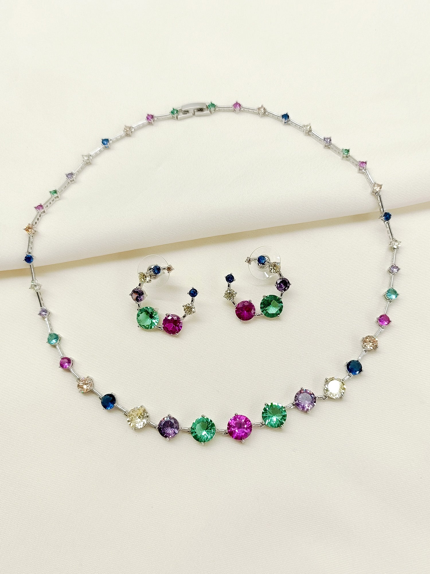 Haisley Multi Colour American Diamond Necklace Set