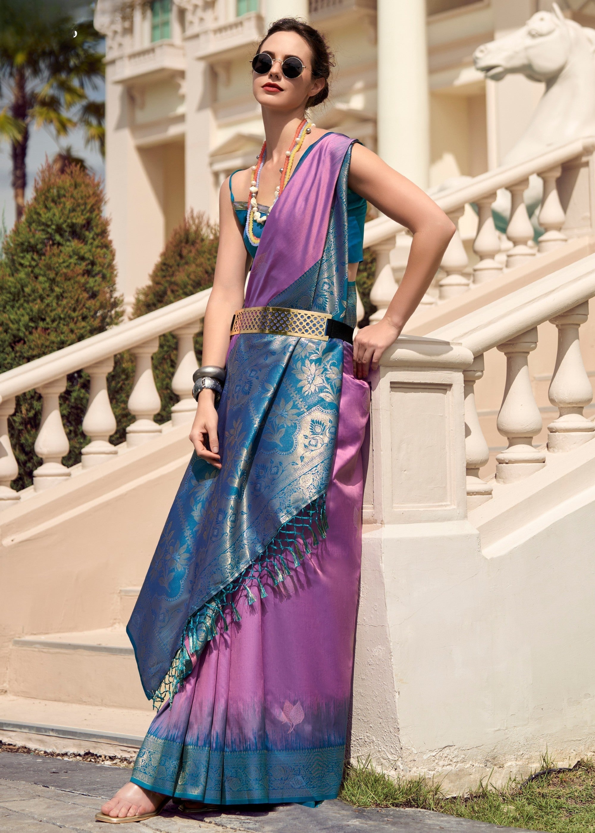 Orchid Purple Soft Silk Saree with Amazing Zari Weaving - qivii