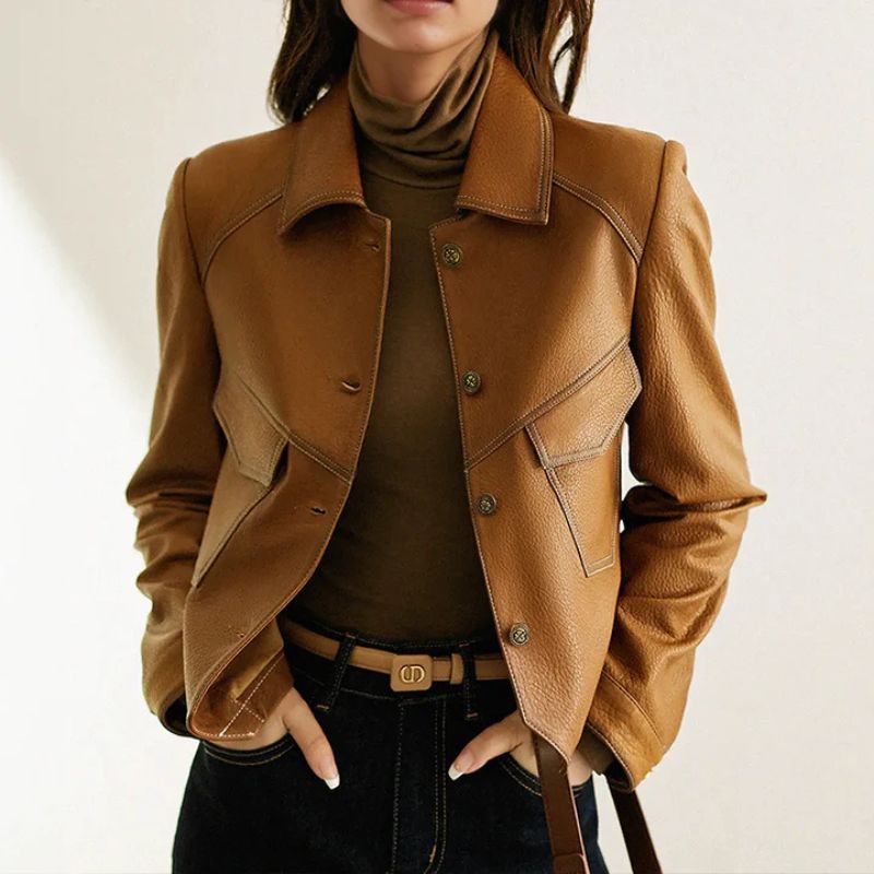 Gianna Classic Leather Jacket  - By Qivii