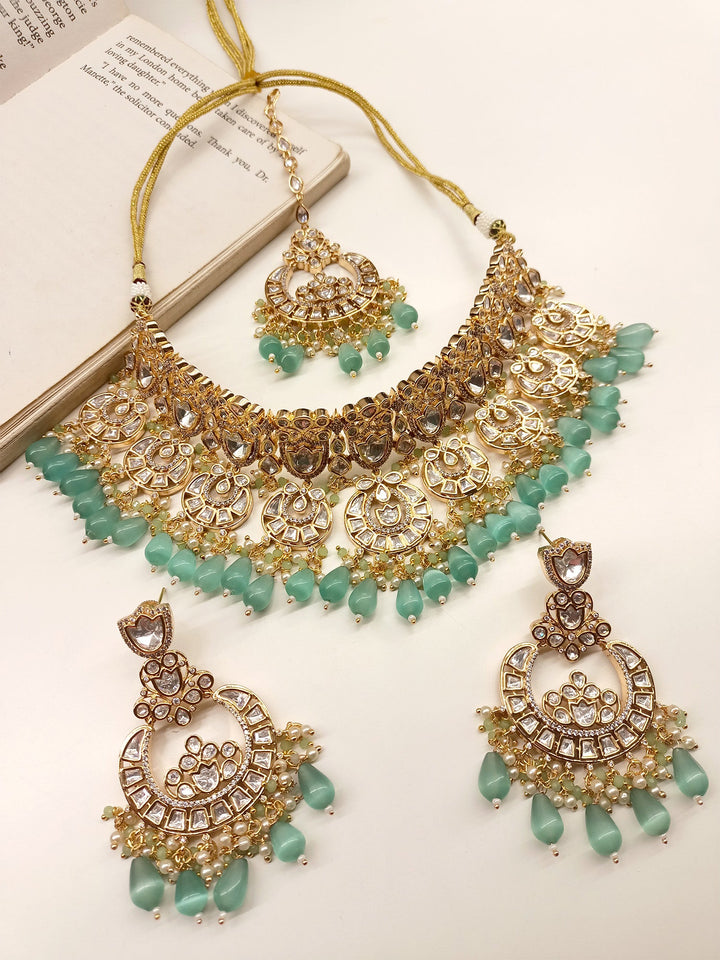 Zaida Mint Green Kundan Necklace Set