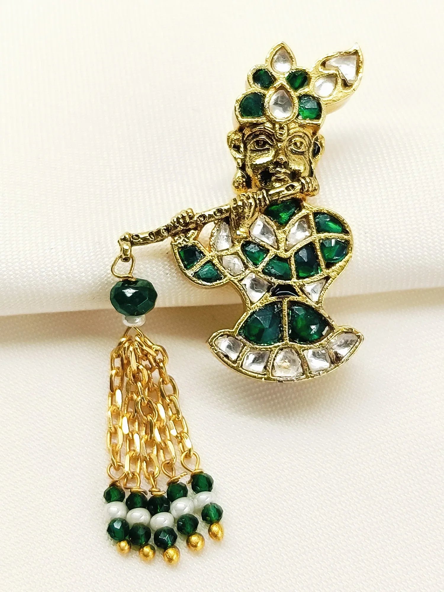 Maanav Green Krishna Ji Brooch