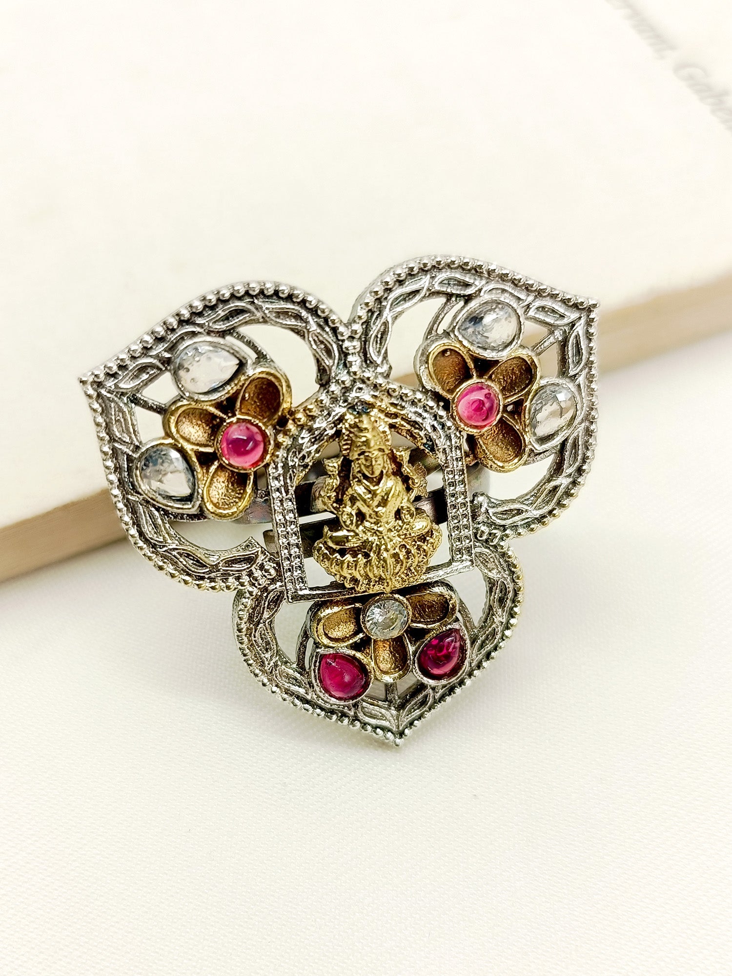 Cherly Maroon Oxidized Finger Ring