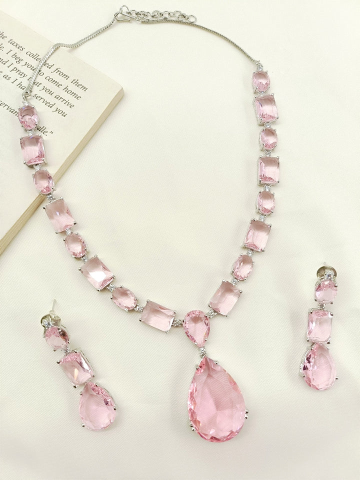 Adelina Pink Swarovski Stone Necklace Set