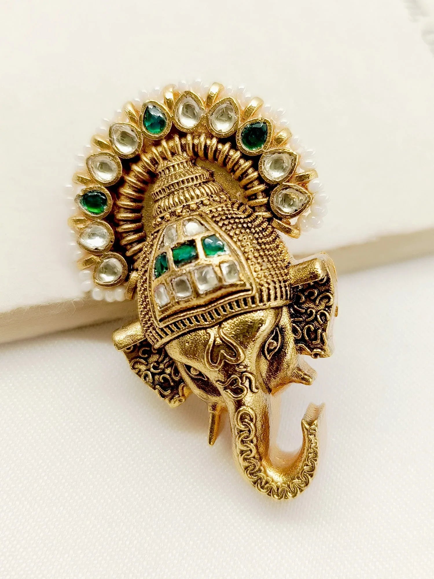 Mathani Green Ganesh Ji Brooch | qivii