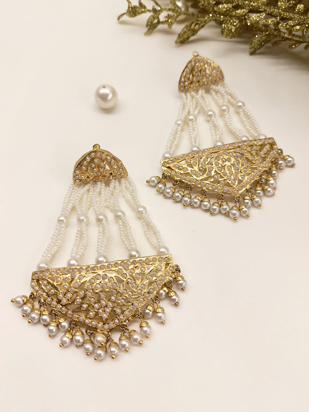 Tasneem Gold Plated Jadau Earrings