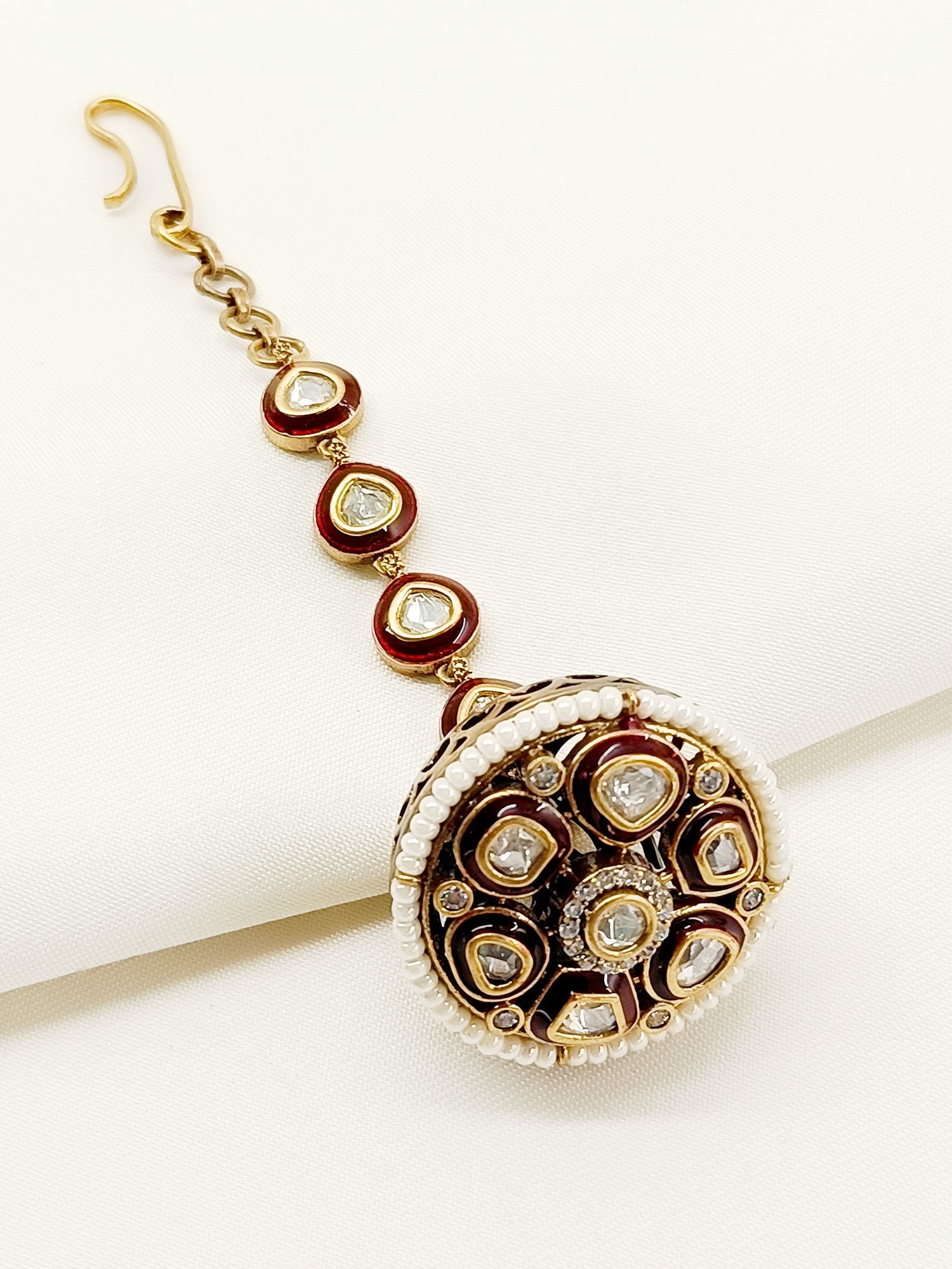 Meenakumari Maroon Kundan Borla