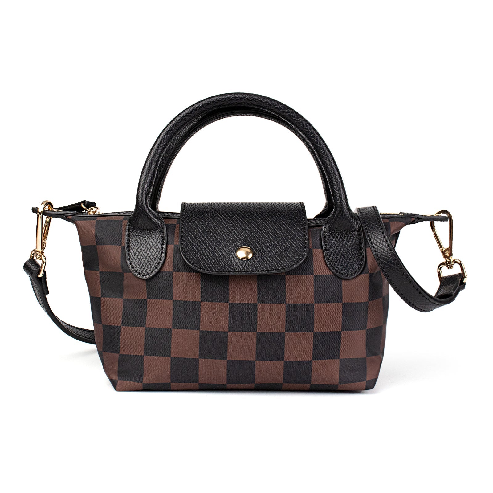 Ounamei Mini Checkered Nylon Crossbody Bag | Small Size Large Capacity 3-Way Carry Lightweight Tote