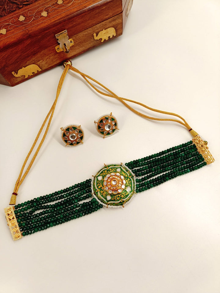 Lenora Green Meenakari Choker Set