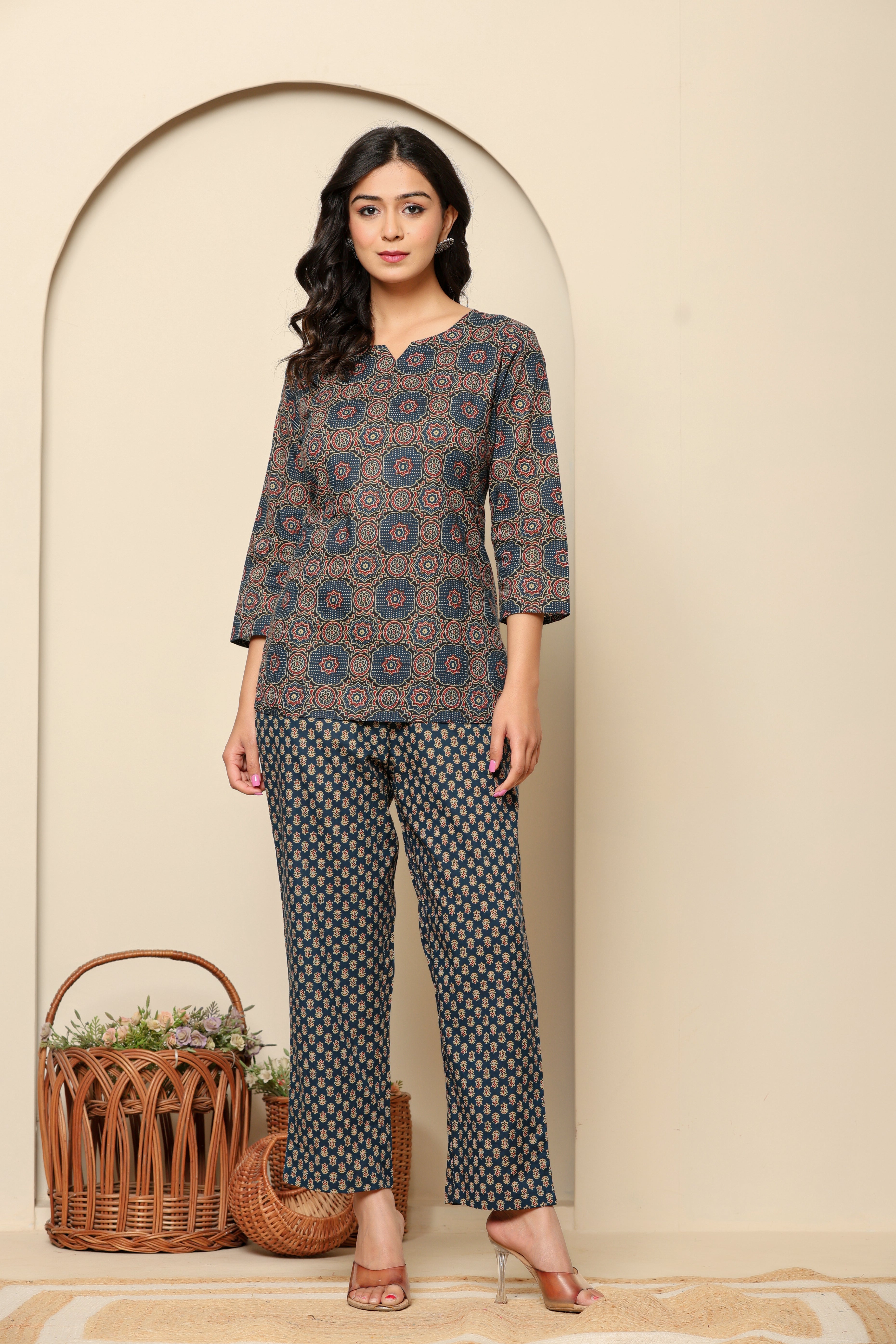 Blue Printed Cotton Co- Ord Set