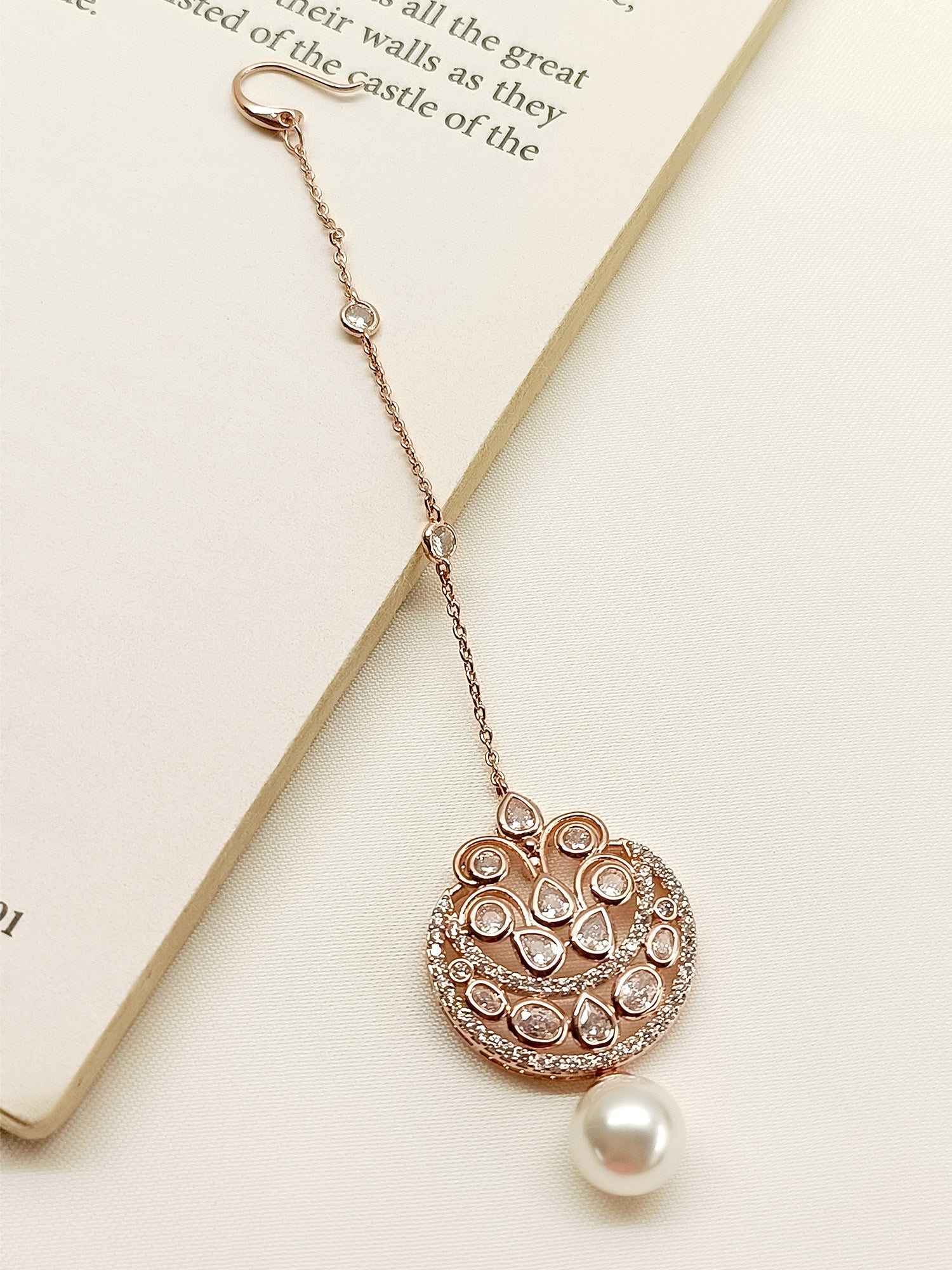 Naintara White American Diamond Maang Teeka