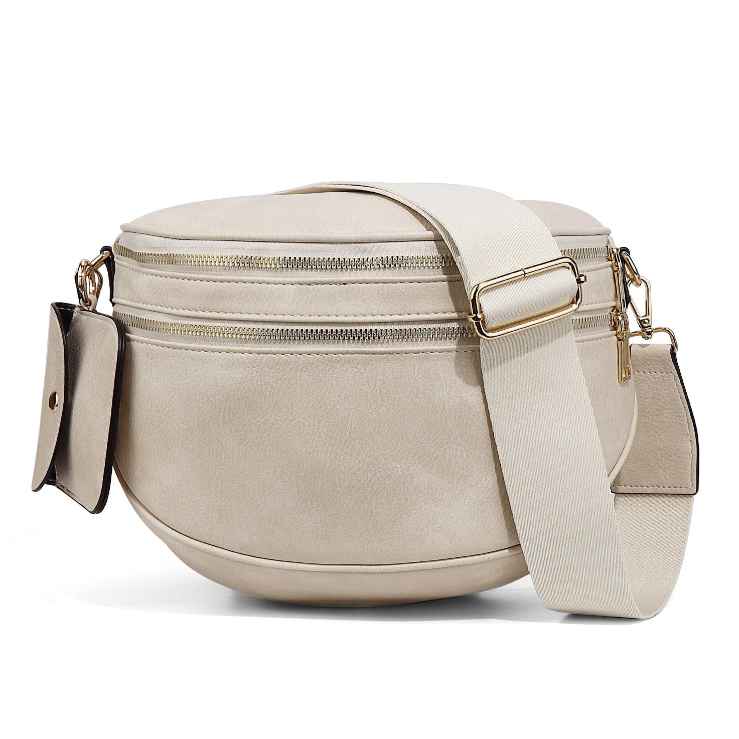 Ounamei Vegan Leather Crossbody Bum Bag for Women with Mini Pouch | Small & Large Sizes