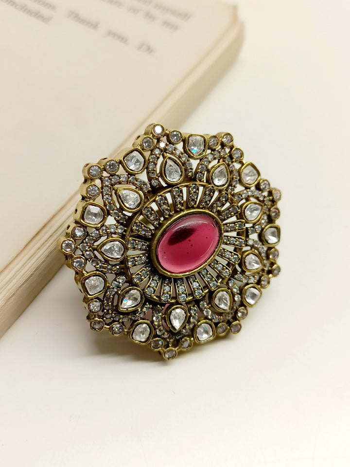  Elegant Noshin Maroon Victorian Finger Ring in vintage-inspired style 