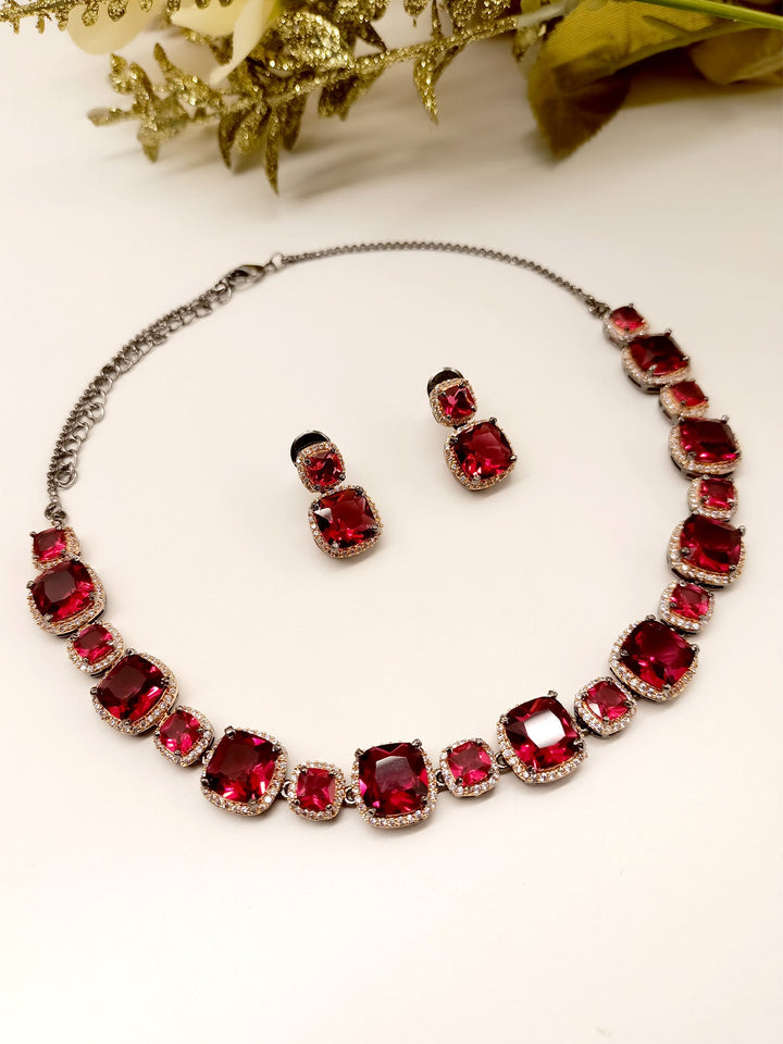 Lakshita Rose Pink Victorian Necklace Set