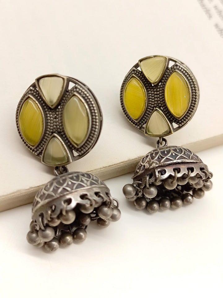 Saina Yellow Oxidized Jhumki