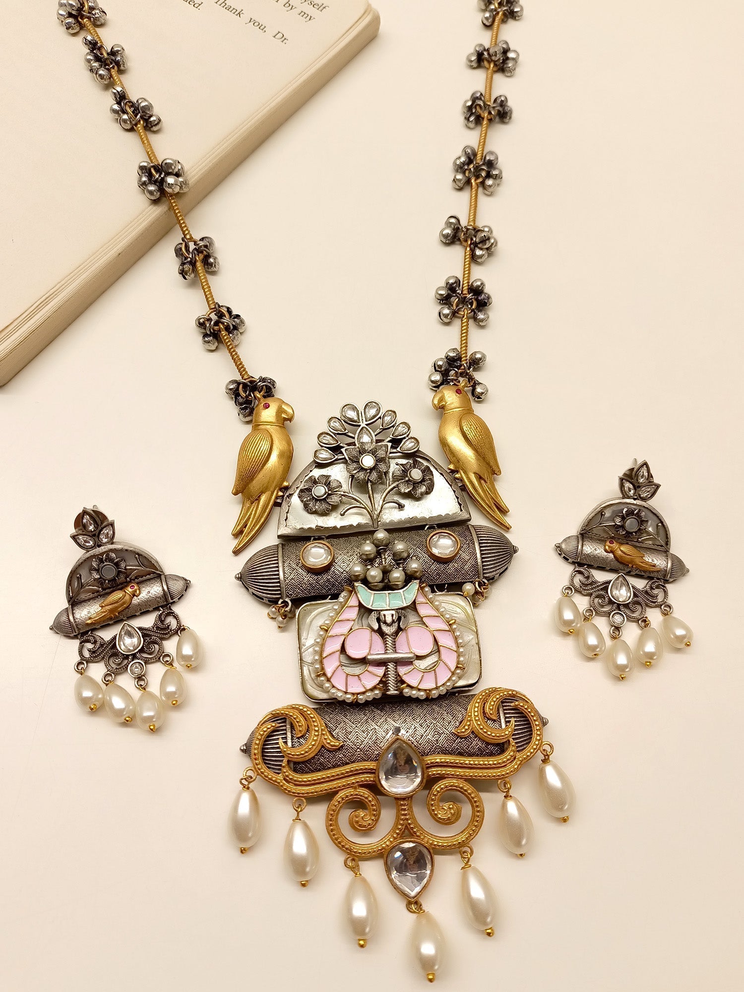 Krishna Multi Colour Oxidized Pendant Set - qivii