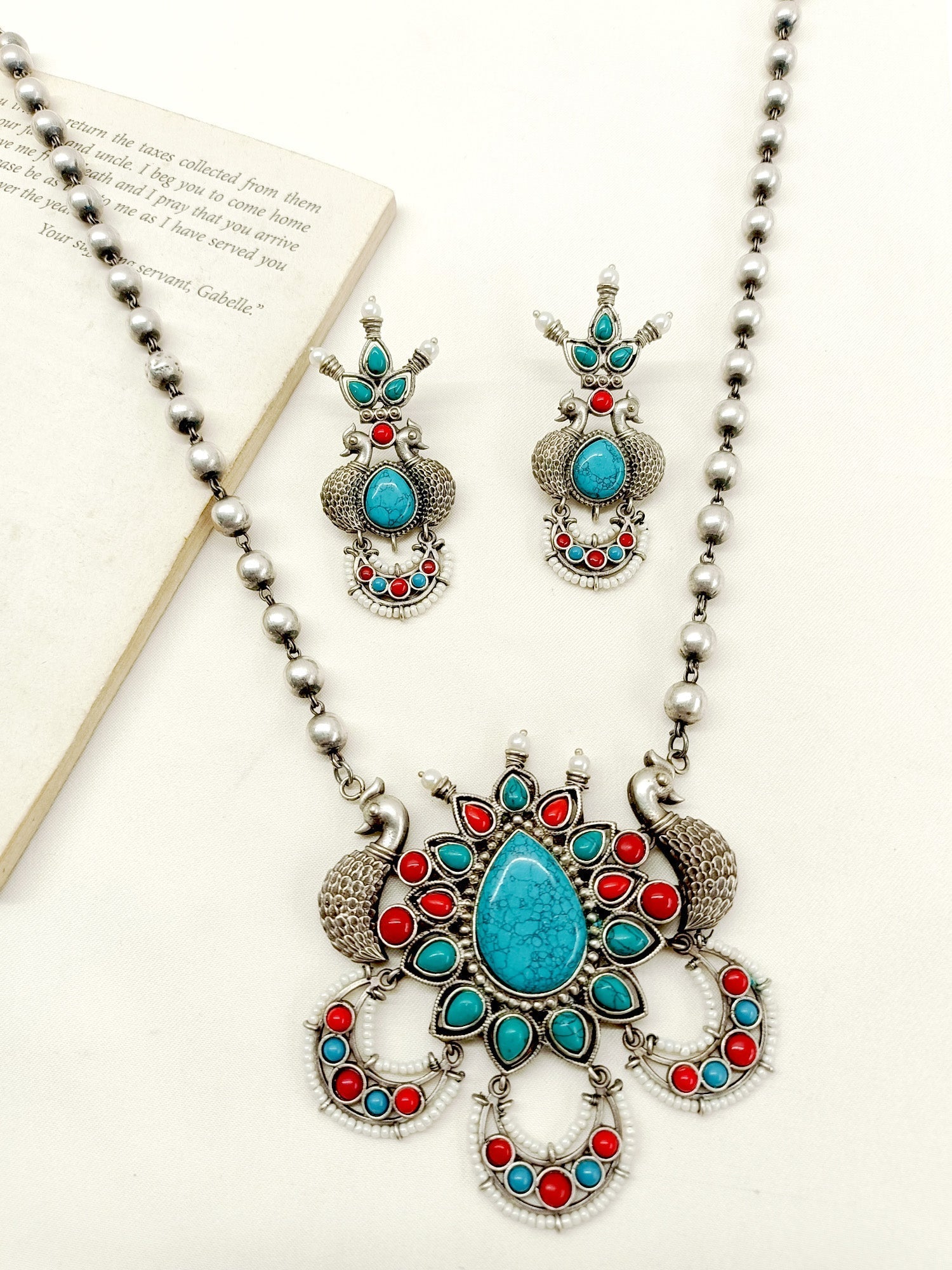 Oxidized necklace set deals