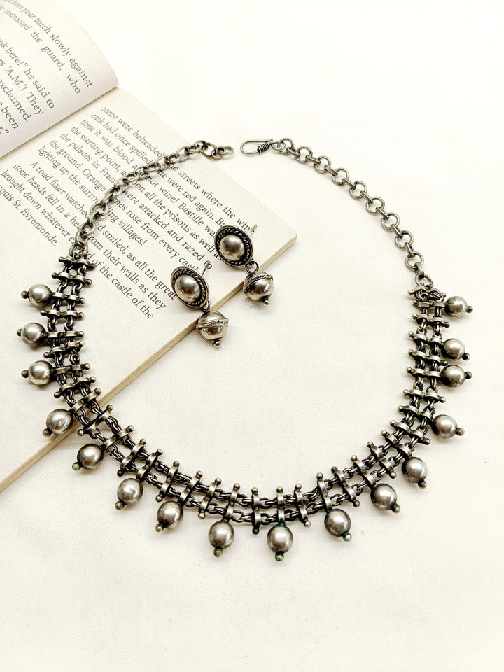 Rakhi German Silver Oxidized Necklace Set