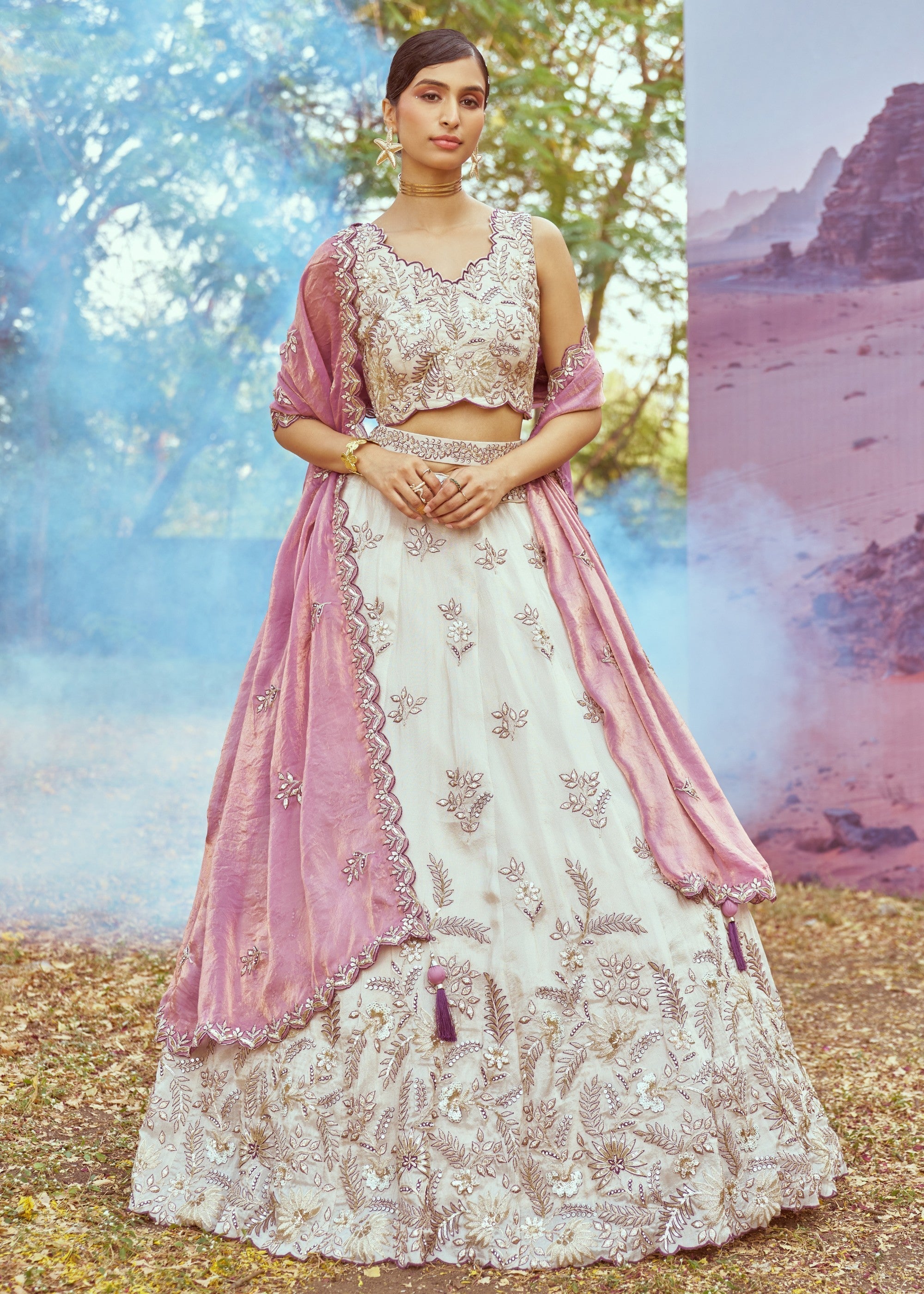 Purple Viscos fabric Sequins work Lehenga | Ready To Wear - qivii