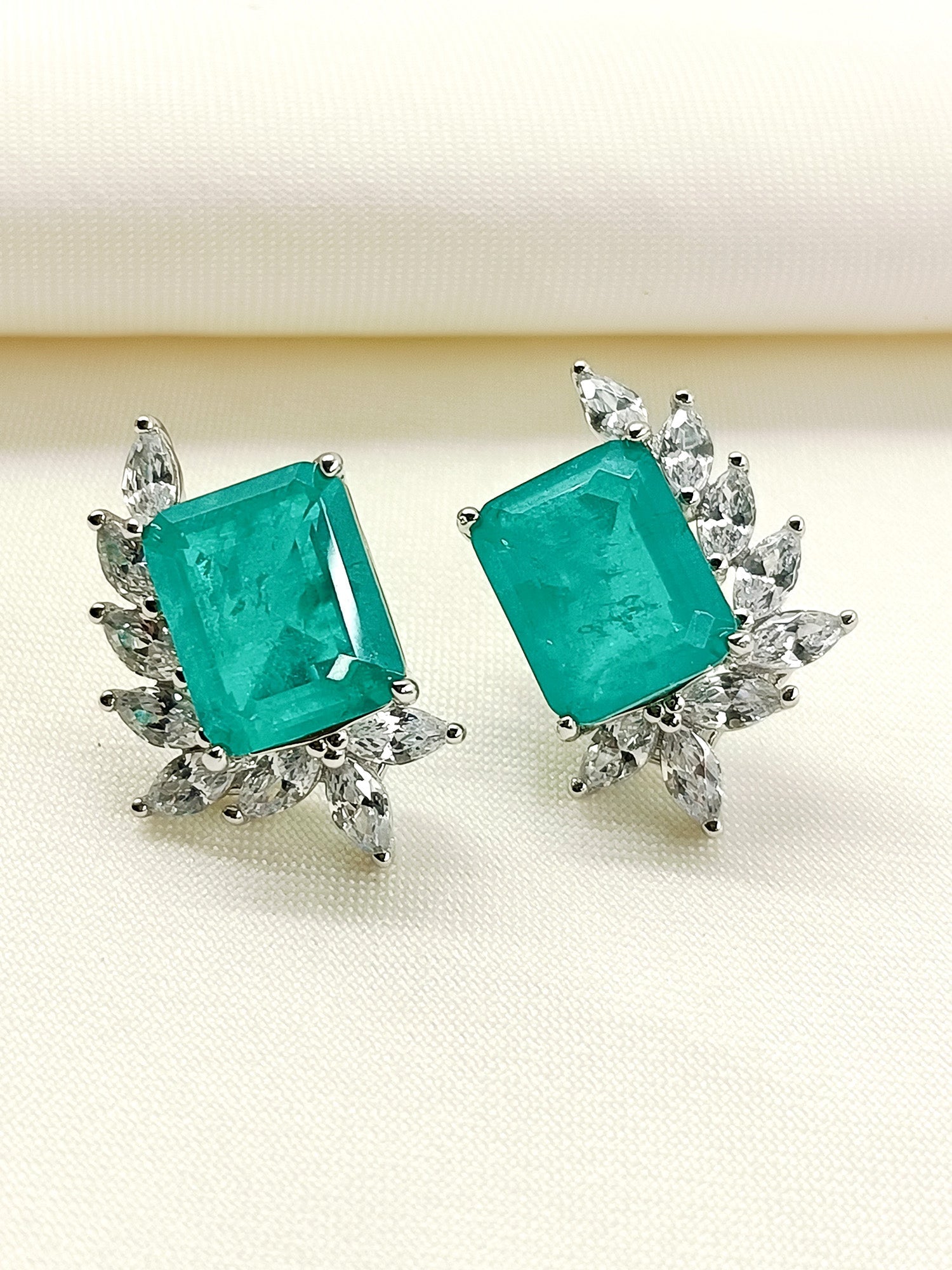 Bess Green 92.5 Silver Swarovski Stone Tops - qivii