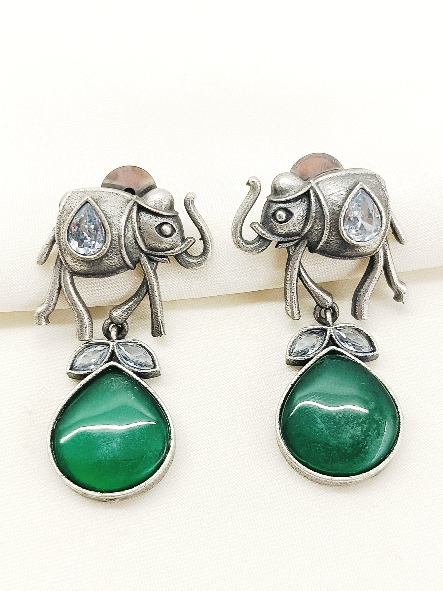 Himadri Green Oxidized Earring