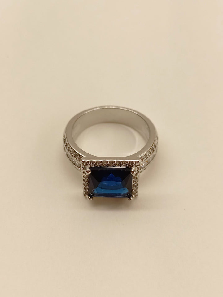  Beautifully crafted Sufiana Navy Blue American Diamond Finger Ring for glamorous occasions