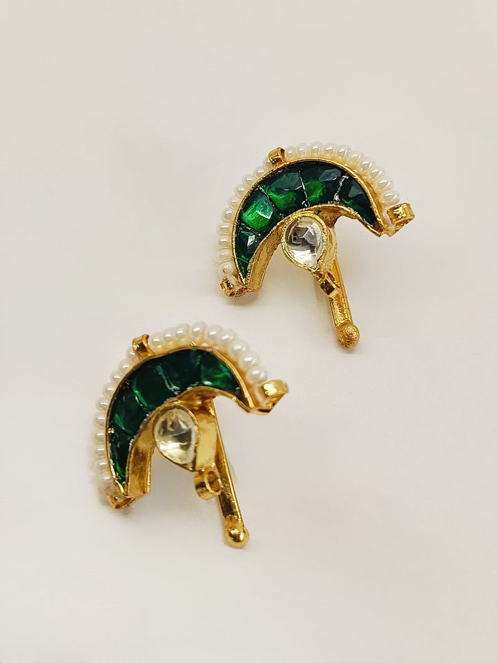 Godawari Medium Green Gold Plated Kundan Ear Cuff [ Price is for Pair ]