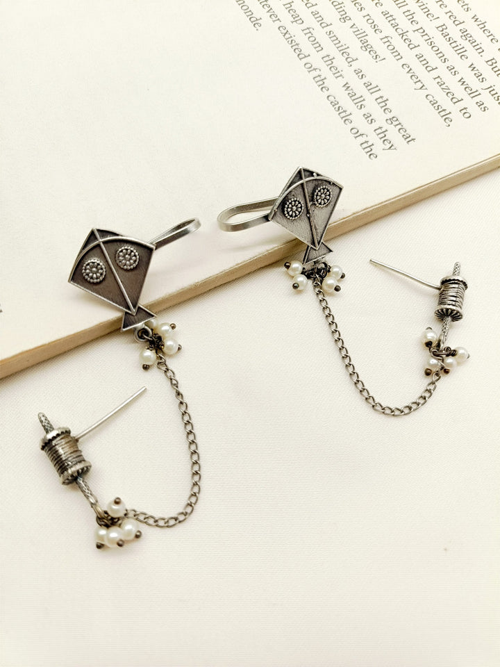 Hoor German Silver Oxidized Earrings